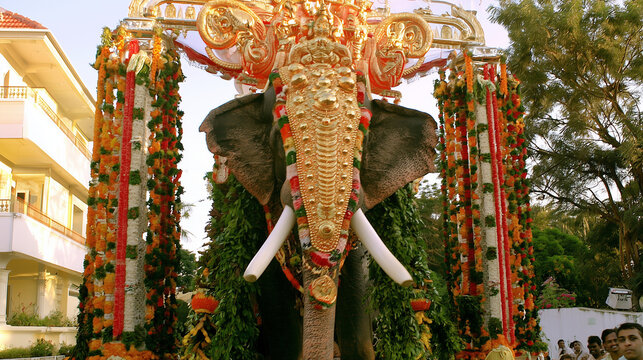 Magnificent Decorated Elephant Procession During The Famous Mysore Dasara Cultural Festival