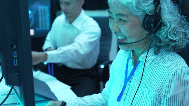 air traffic controller monitors flight radar screens in a modern dark command center, aviation technology, flight safety, surveillance and precision.