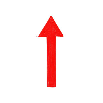 Red arrow pointing up isolated on white background for design and navigation elements