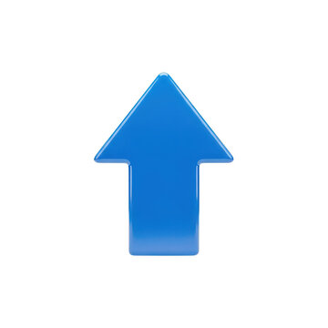Blue arrow icon pointing up isolated on white background for navigation and growth design