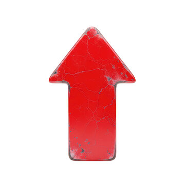 Red arrow pointing up isolated on white background for business growth and navigation