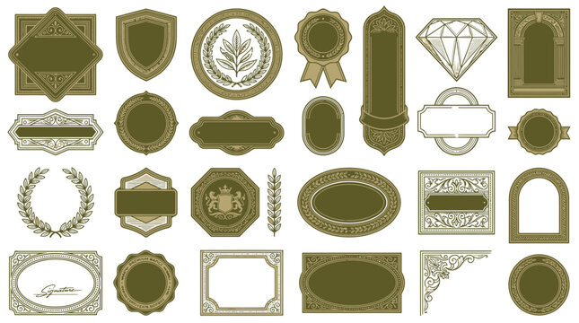 Vintage Ornamental Frames and Labels Collection, Isolated