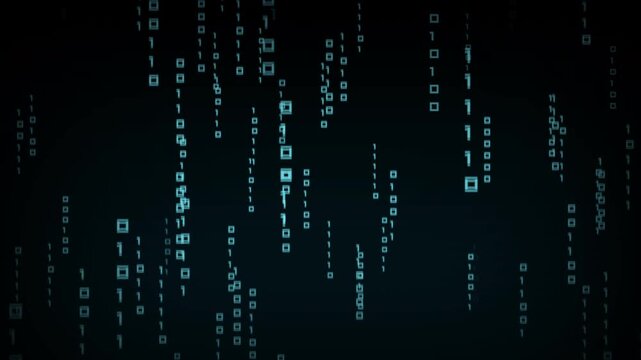 Futuristic Falling Binary Rain Digits 1 and 0 Overlay 4K Stock for Cybersecurity Hacker Matrix and Data Stream VFX