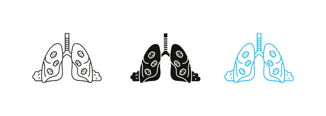 Fototapeta premium Human Lungs Icon Anatomy Medical Set Collection isolated on White Background with Line Flat and Solid Style Symbol Vector Illustration for Healthcare Web UI UX .