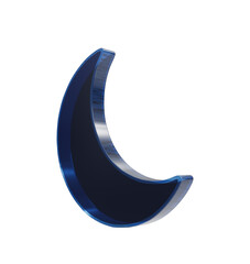 A3d rendered blue glass of a crescent moon, isolated on a black background, 3d, night symbol weather © Patriot Visuals