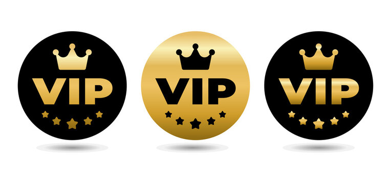 Golden VIP labels for exclusive access and luxury on a transparent background