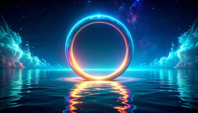 New Year 2009 Blue Planet and Glowing Earth in Space with Stars, Galaxy, Sunlight, Energy and Bright Circular Light Effects, Futuristic Vector Background and Cosmic Design
