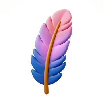 Vibrant gradient feather icon with pink and blue hues for creative branding elements.