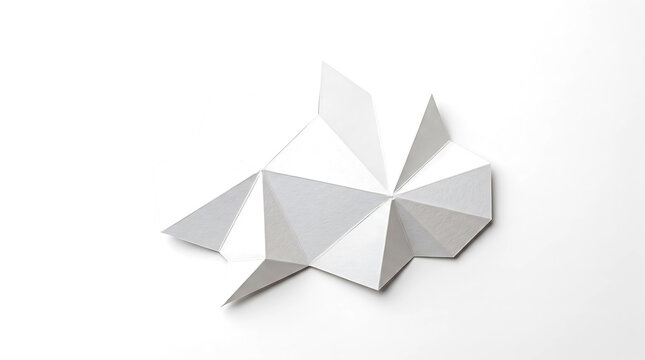 Geometric paper thought cloud design, abstract origami shape on white background