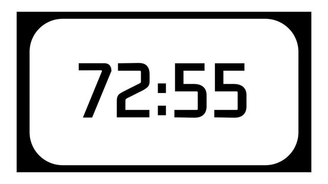 Countdown timer from 73 minute to 72 minute on white background and rounded black frame ideal for presentations, classrooms, and productivity projects