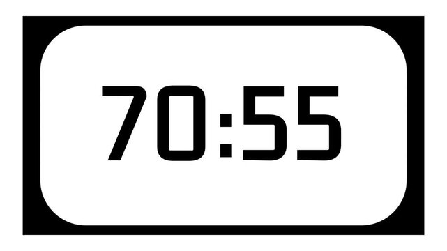 Countdown timer from 71 minute to 70 minute on white background and rounded black frame ideal for presentations, classrooms, and productivity projects