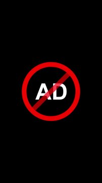 No ads symbol sign, prohibited advertising marketing restriction concept, digital media blocking minimalist red warning sign