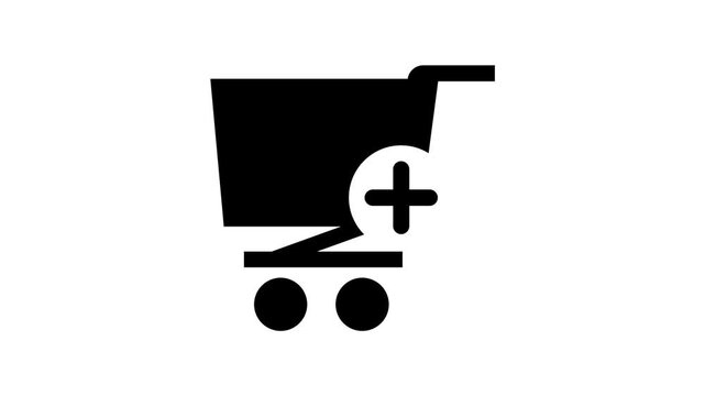 Animated Shopping Cart with Plus Sign Add to Cart Motion Graphic Icon