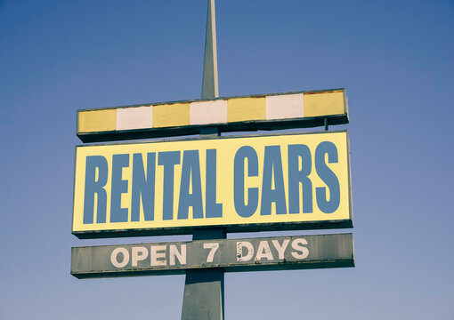 Retro vintage rental cars sign
