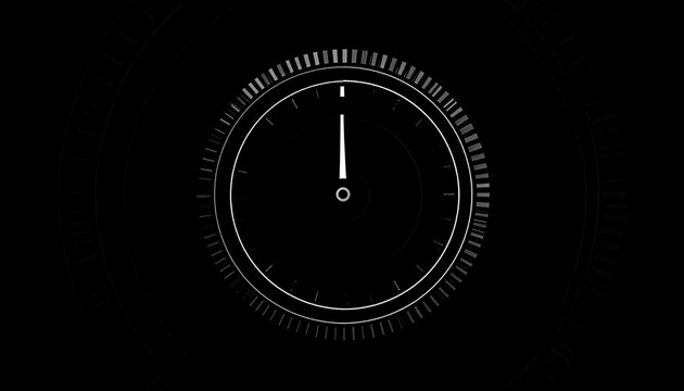 Futuristic Digital Clock Interface with Glowing Neon Lines and Circular Progress Bar on Dark Background