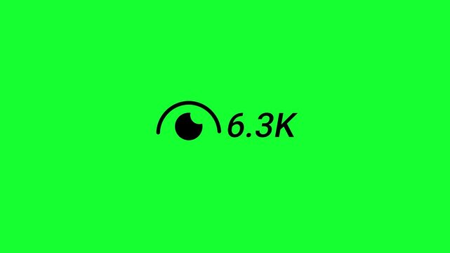 Social Media Reels View Counter Animation from 0 to 10K (Ten Thousand) on Green Screen with Views Growth, Social Proof Boost and Real View Count Up Animation, Number Counter in 4K.