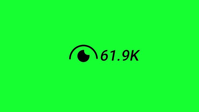 Social Media Reels View Counter Animation from 0 to 99K (Ninety Nine Thousand) on Green Screen with Views Growth, Social Proof Boost and Real View Count Up Animation, Number Counter in 4K.