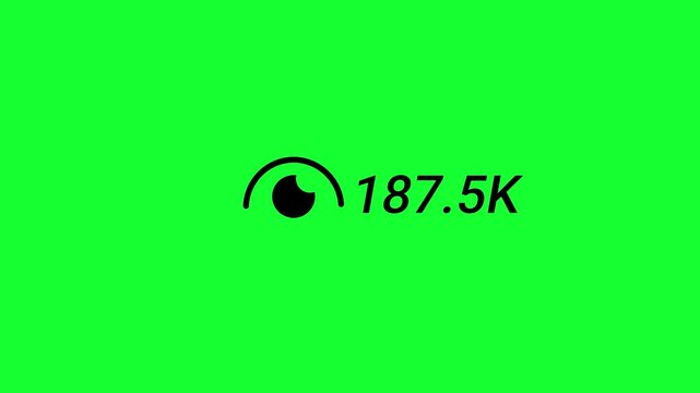 Social Media Reels View Counter Animation from 0 to 300K (Three Hundred Thousand) on Green Screen with Views Growth, Social Proof Boost and Real View Count Up Animation, Number Counter in 4K.