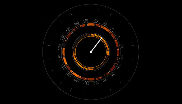 Futuristic Digital Speedometer Gauge with Orange and Black Accents on a Dark Background