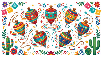Naklejka premium Colorful Mexican Pinatas with Festive Decorations