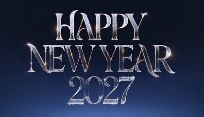 Obraz premium Elegant Happy New Year 2027 Crystal Typography with Frosted Gold Lettering