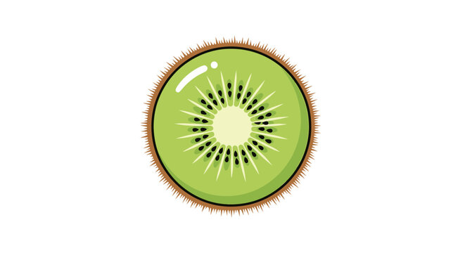 Flat vector illustration of a fresh kiwi fruit slice isolated on a white background.