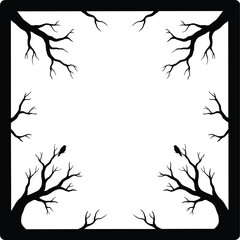 Obraz premium Tree Branch Frame Border with Empty Center
