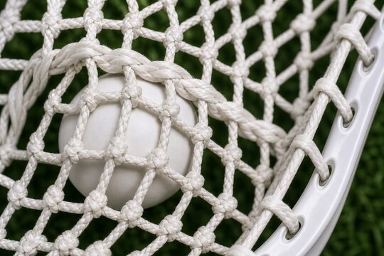 White Lacrosse Ball Resting in Net