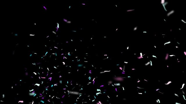 Motivational quote animation with falling confetti against a dark background with while colorful confetti quote appearing inside