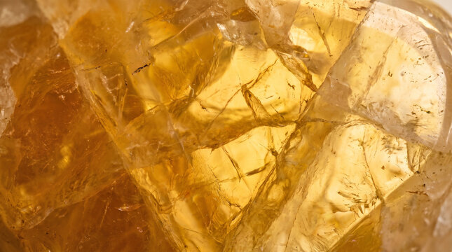 Citrine Quartz Crystal Facets Close Up for Financial Growth