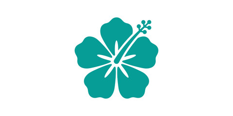 Teal hibiscus flower icon representing tropical nature and exotic beauty. ©  图像