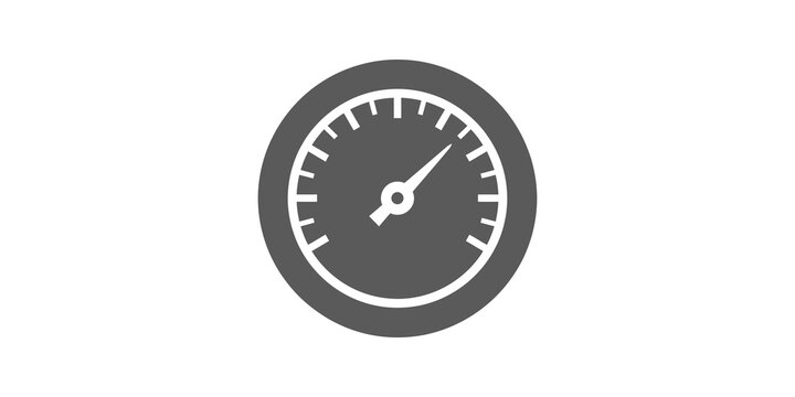 Round gauge icon gray color transparent background flat style.