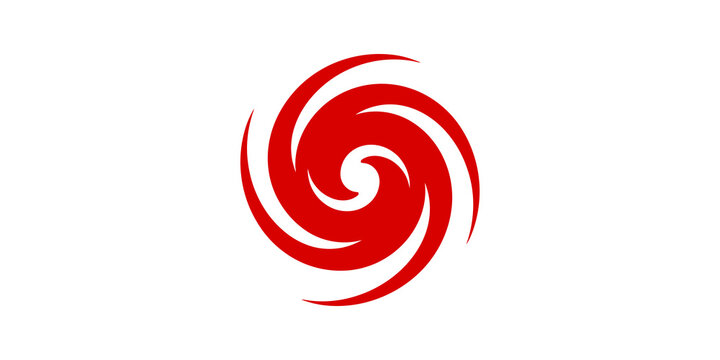 Hurricane icon red color transparent background flat style.