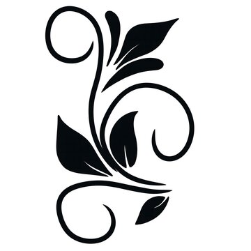 Elegant Black Floral Swirl Scroll Corner Element