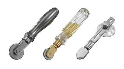 Fototapeta premium Professional glass cutter tools and manual craft tools isolated on transparent background.