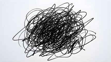 Black ink marker scribble doodle isolated on white background for design