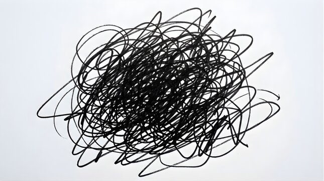 Black ink marker scribble doodle isolated on white background for design