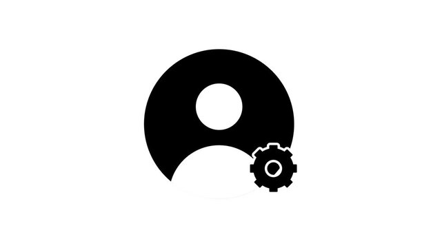 Animated User Profile Icon with Rotating Settings Gear Motion Graphic
