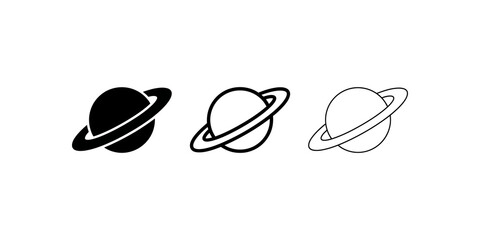 Planet saturn rings glyph icon set black shapes for educational design. ©  图像