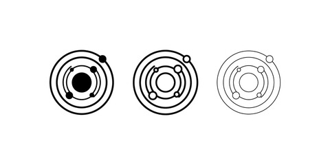 Solar system galaxy icons set in black line and flat vector graphic. ©  图像