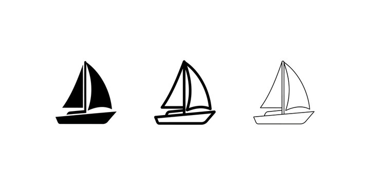 Sailboat maritime transport icons set black graphic silhouettes design.