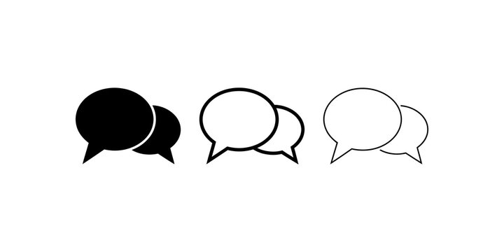 Speech bubble message icons in solid outline and thin stroke styles.