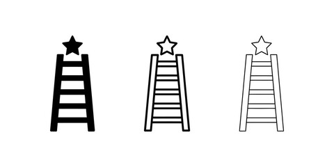 Success ladder with star on top outline vector icons for motivation. ©  شفافة خلفية