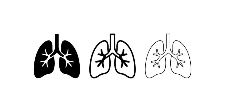 Human lungs anatomy icons showing respiratory system outline designs.