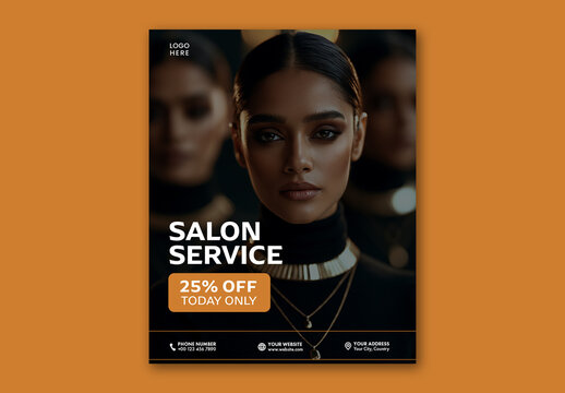 Editable Beauty Salon Service Promotion Social Media Template with 25% Off Offer for Women.