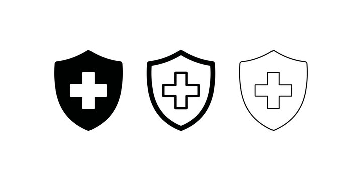 Medical shield with cross icon for healthcare and safety protection.