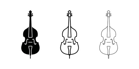 Three double bass vector icons in solid, linear, and outlined styles. ©  图像