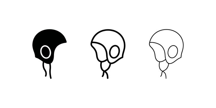 Water polo cap icon set in black solid and outline versions.