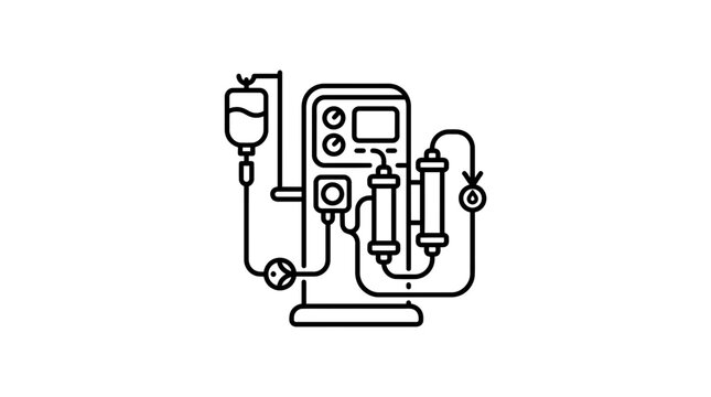 Dialysis machine icon, medical equipment, isolated on transparent background