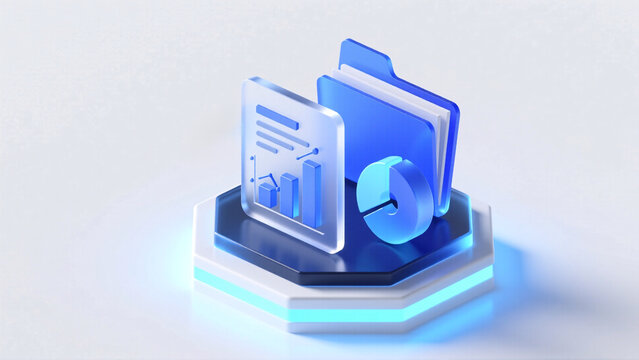 3d graphic of a blue icon symbol on a white background